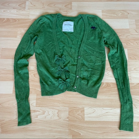 abercrombie kids Other - Abercrombie kids Vintage Green Bow Diamond Cardigan Sweater girls XL (0126)